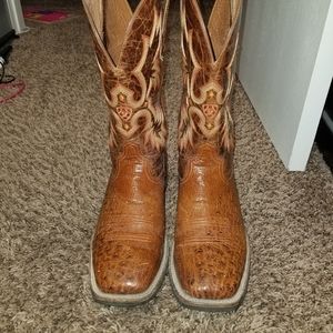 Men's Ariat smooth quill ostrich cognac boots